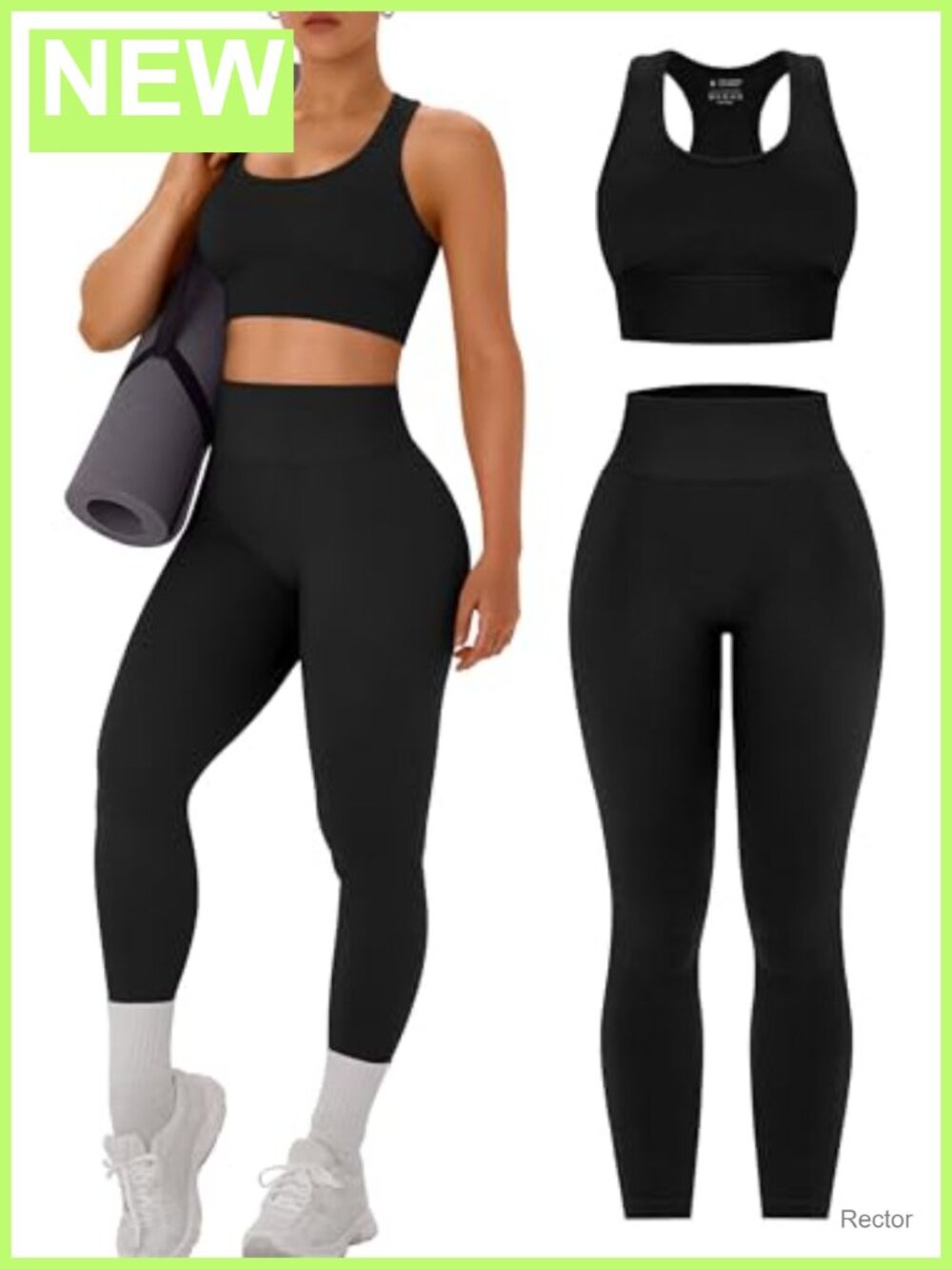 Women's 2 Piece Workout Set Racerback Sports Bra High Waist Leggings